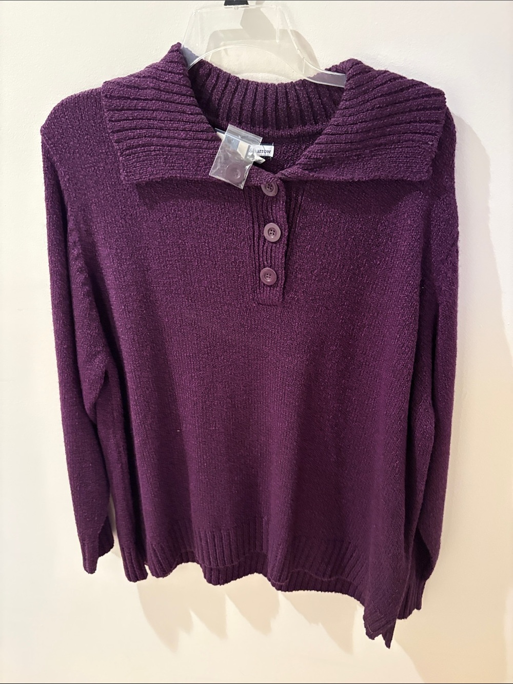 croft & barrow Women's Plum Button-Front Cowl Neck Sweater
